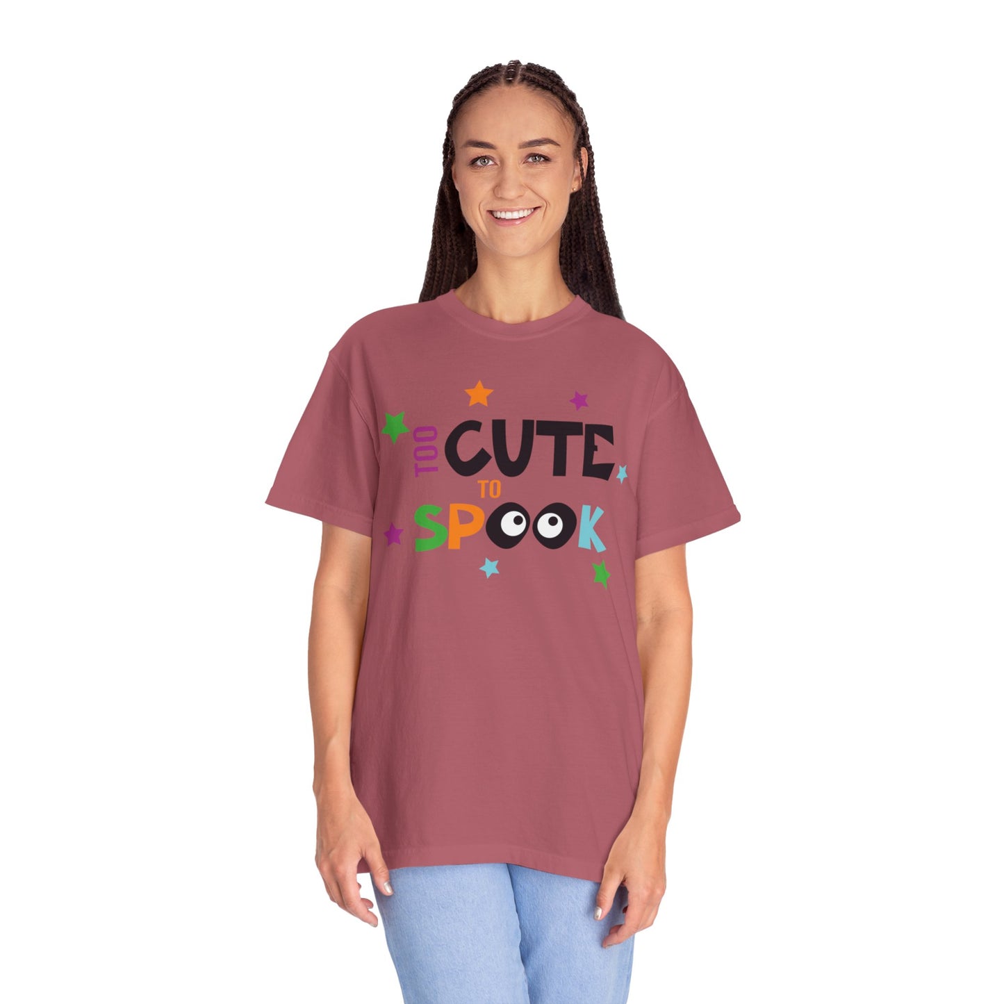Too Cute To Spook Ghosts Halloween Funny Stylish Tee Spider webs Pumpkins Unisex Heavy Cotton T-Shirt