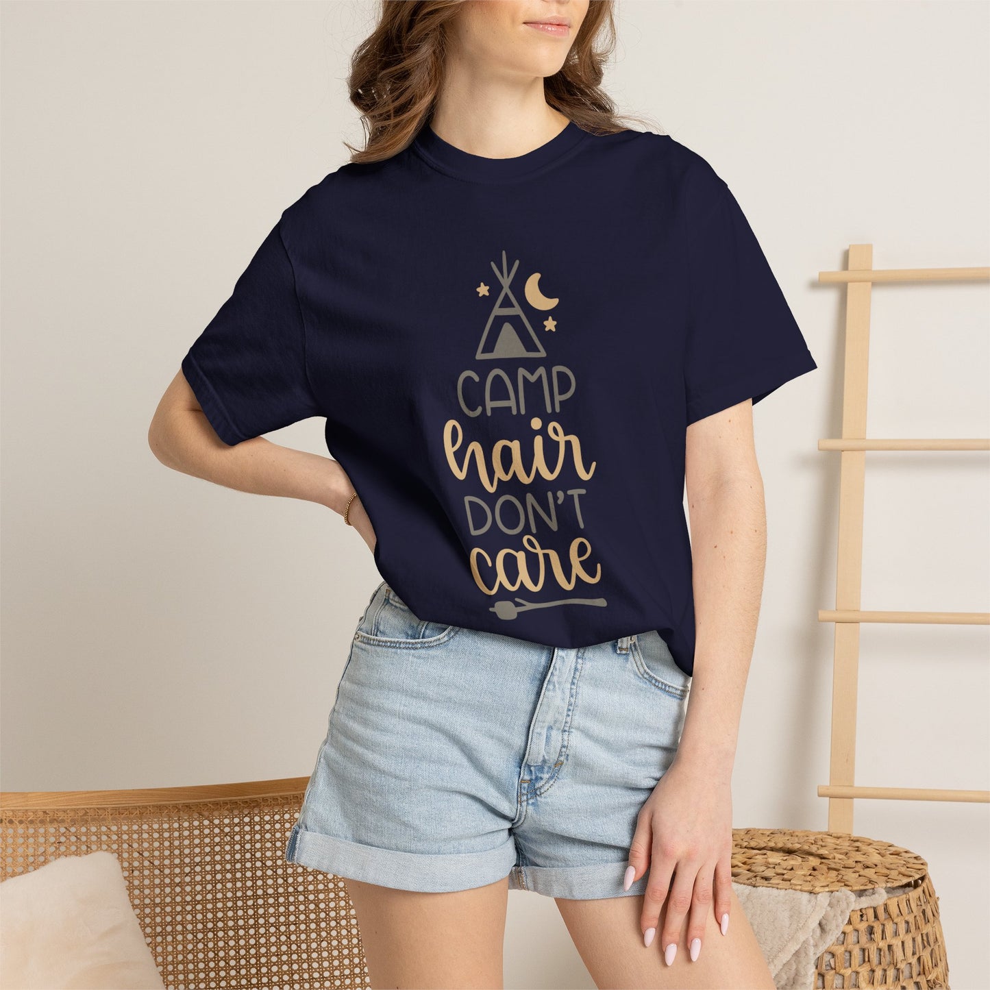 Camp Hair Don’t Care Adventure Mountain Tee Fun Activities Unisex Heavy Cotton T-Shirt