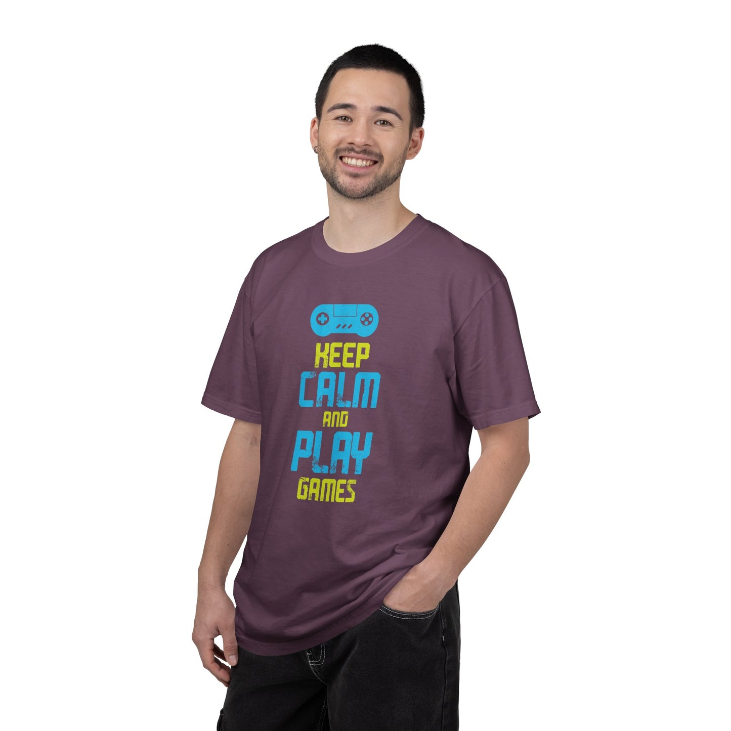 Funny Keep Calm And Play Games Pro Gamer Skills Gaming Mindset Sarcastic Gameplay Optimization Unisex Heavy Cotton T-Shirt