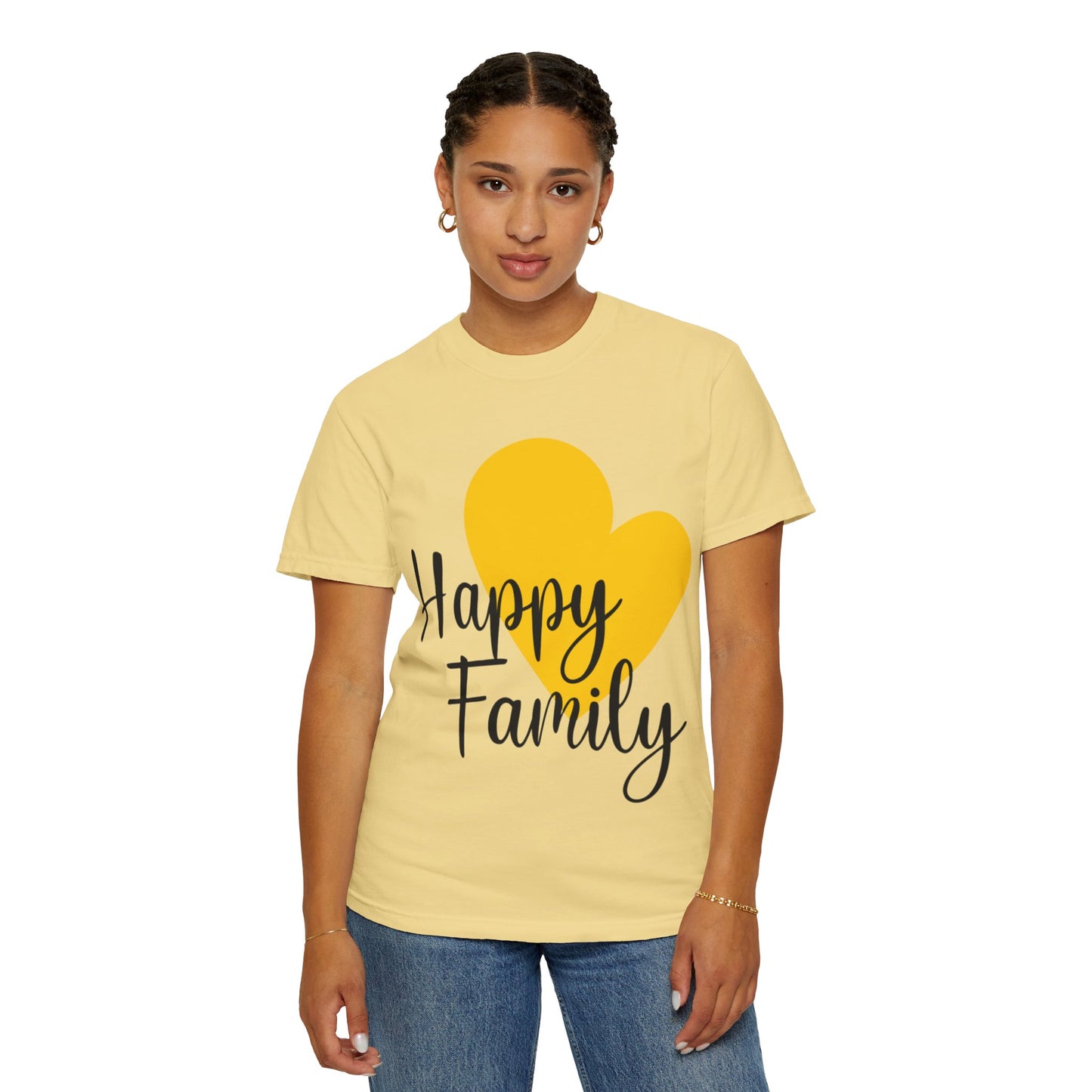 Happy Family Peaceful Paradise Tee Cherished Space Heartfelt Haven Unisex Heavy Cotton T-Shirt