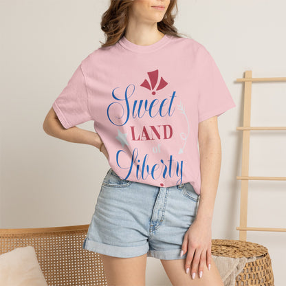 Sweet Land Of Liberty Equality American Values Country Love USA Flag Patriotic Tee Loyalty Fairness Unity Unisex Heavy Cotton T-Shirt