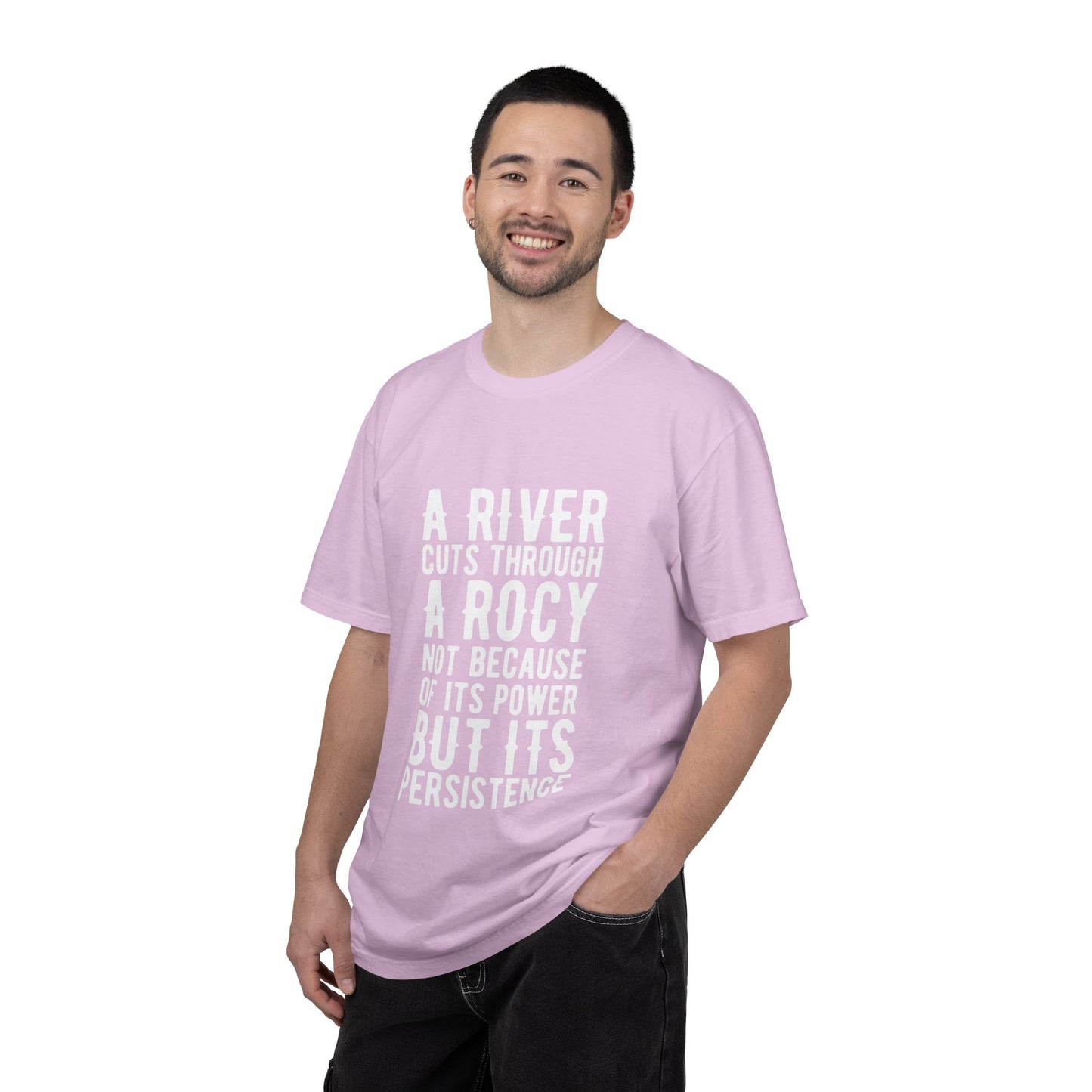 A River Cuts Through A Rock Stop Wishing Start Doing Action Goal Setting Modern Tee Achievement Unisex Heavy Cotton T-Shirt