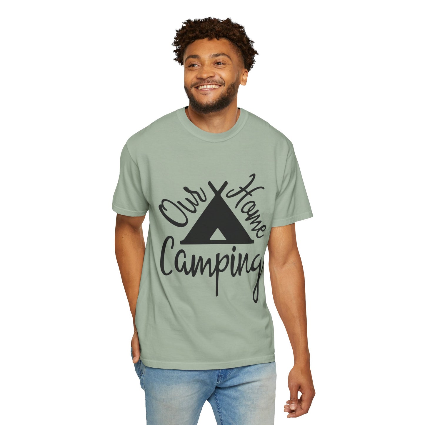 Our Home Camping Freedom Fighter Adventure Lovers Tee Nature Exploration Bonfire Travel Van Unisex Heavy Cotton T-Shirt