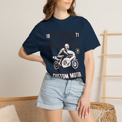 Speed Rebel Two Wheels Custom Engine Club Motorbike Lovers Trendy Tee High-speed Rider Adventure Racer Unisex Heavy Cotton T-Shirt