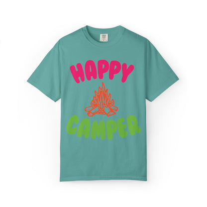 Happy Camper Freedom Fighter Adventure Lovers Tee Nature Exploration Bonfire Travel Van Unisex Heavy Cotton T-Shirt