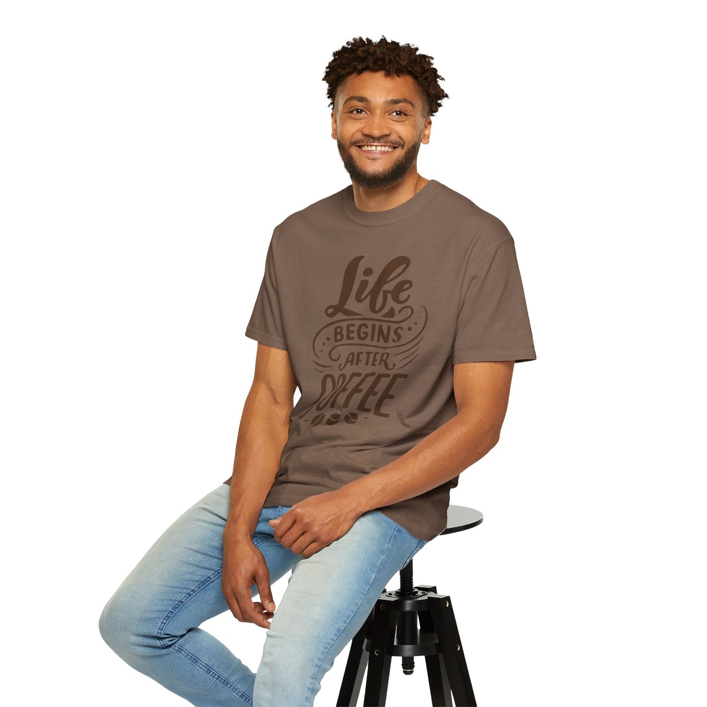 Life Begins After Coffee Unisex Garment-Dyed T-shirt