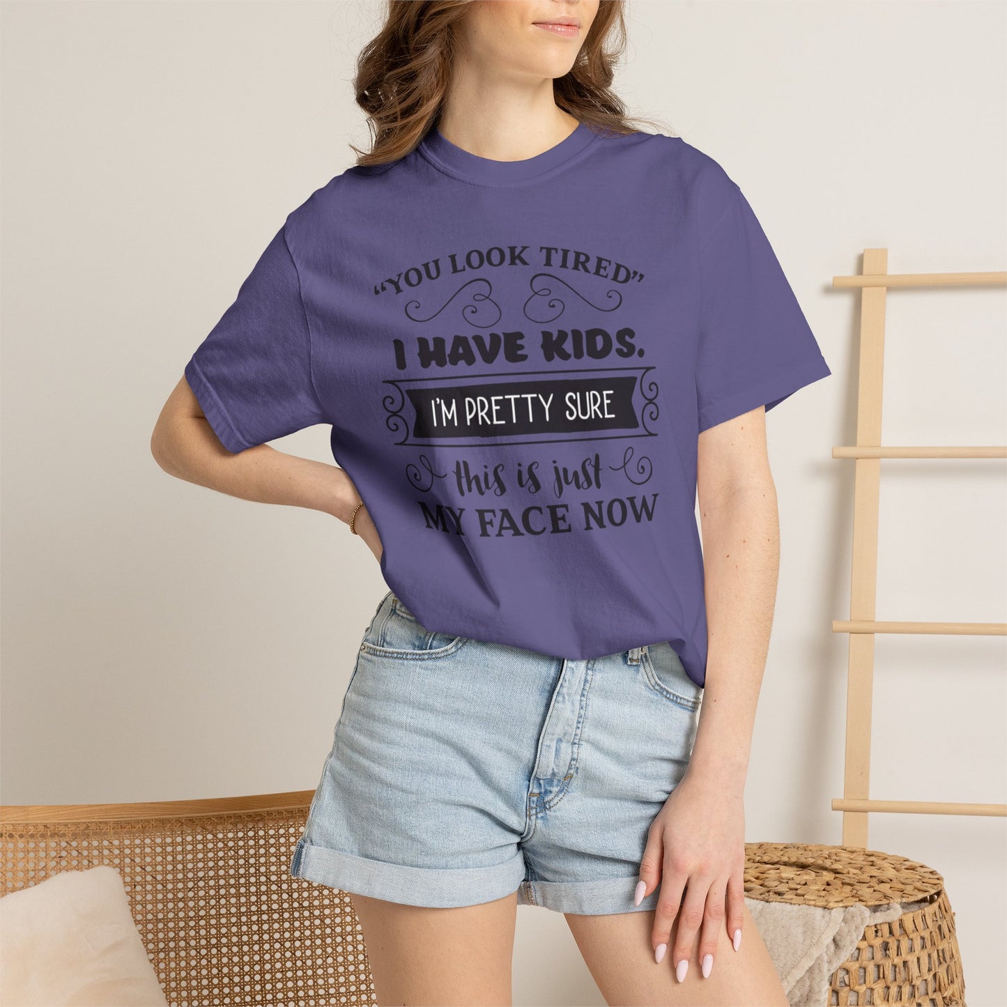 I Have Kids I’m Pretty Sure This Is Just My Face Now Strong Motherhood Tee Parenting Magic Fantasy Reality Wonder Woman Unisex Heavy Cotton T-Shirt