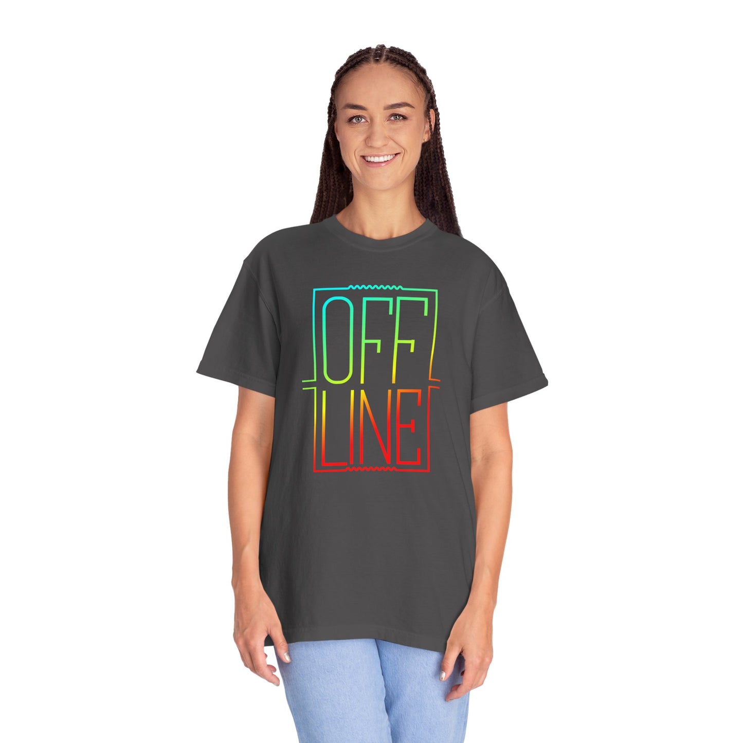 Offline Graphic T-Shirt — Retro Neon Text Tee