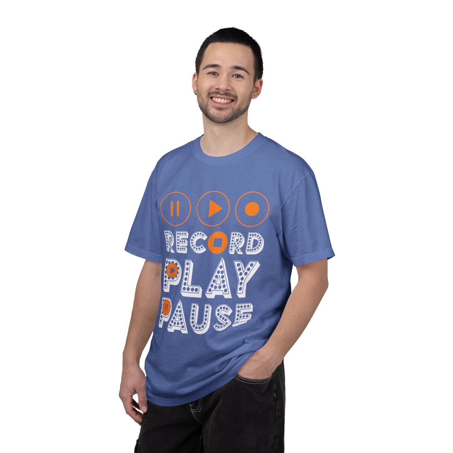Thrilling Record Play Pause Playback Actions Sound Management Audio Functions Unisex Heavy Cotton T-Shirt