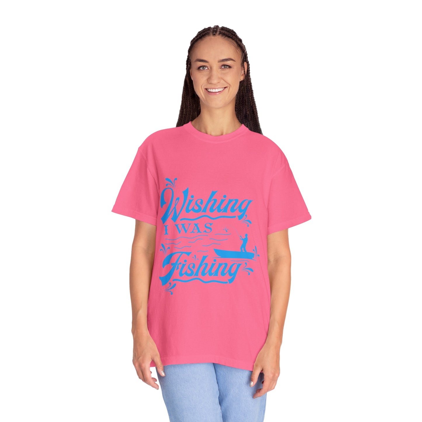 Funny Wishing I Was Fishing Catch and Release Unconditional Love Fishing Boat  Fishing Rod Sarcastic Adventure Unisex Heavy Cotton T-Shirt