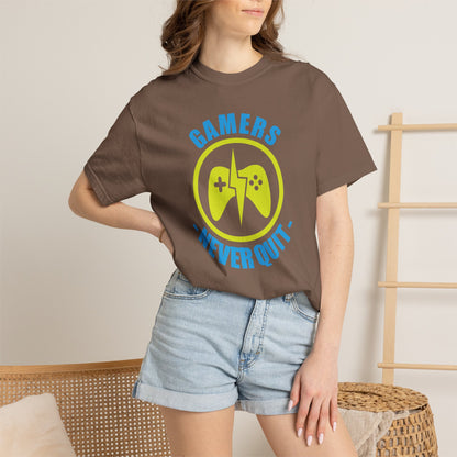 Inspirational Gamers Never Quit Virtual Immortality Forever A Gamer Immortalized In Pixels Unisex Heavy Cotton T-Shirt