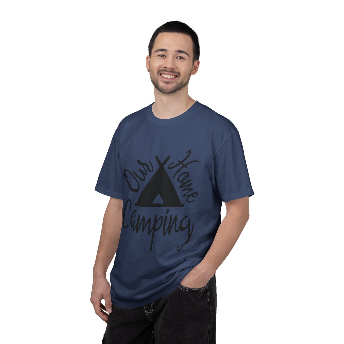 Our Home Camping Freedom Fighter Adventure Lovers Tee Nature Exploration Bonfire Travel Van Unisex Heavy Cotton T-Shirt