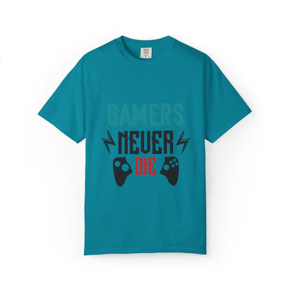 Gamers Never Die Warriors Tee Non-Stop Playing Obsession Mastery Thrill Unisex Heavy Cotton T-Shirt