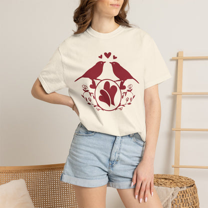 Romantic Love Birds Monogram Boundless Love Affection Lover’s Tee Infinite Bliss Butterfly Kisses Evergreen Romance Unisex Heavy Cotton T-Shirt