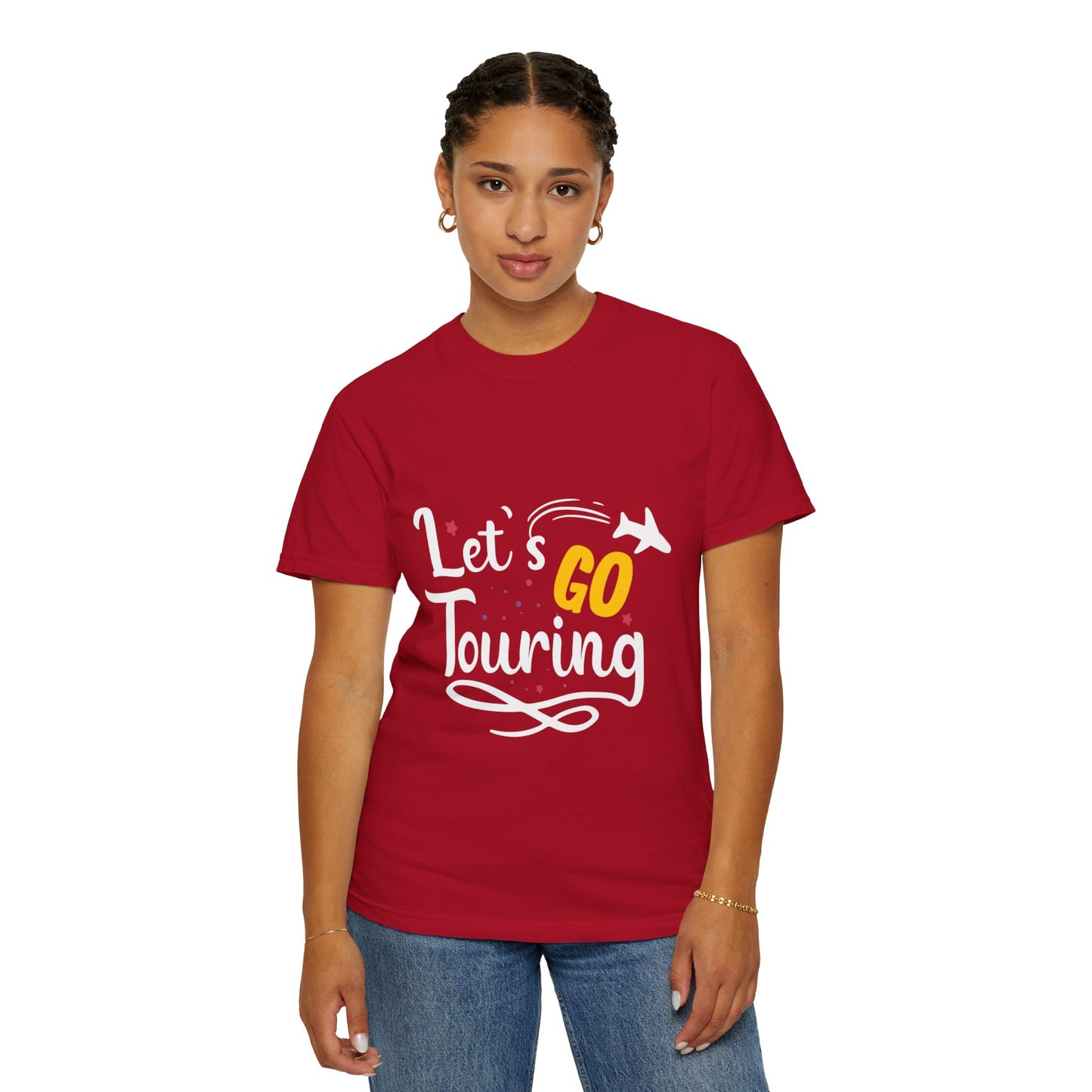 Let’s Go Touring Trendy Tee Travel Addict Exploring Adventurous Tour Lover Tourist Journey Unisex Heavy Cotton T-Shirt