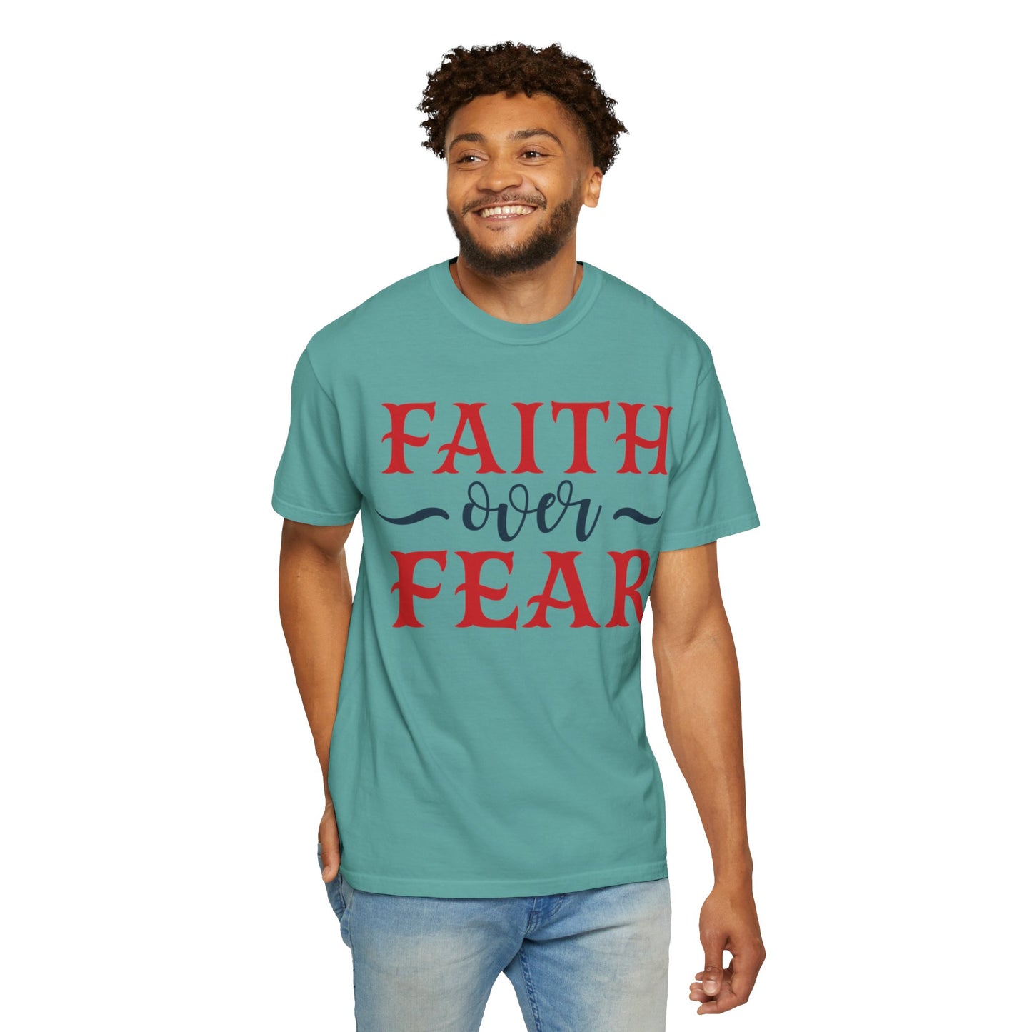 Faith Over Fear Stop Wishing Start Doing Action Goal Setting Modern Tee Achievement Self-Improvement Unisex Heavy Cotton T-Shirt
