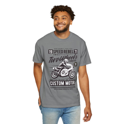 Speed Rebel Two Wheels Custom Engine Club Motorbike Lovers Trendy Tee High-speed Rider Adventure Racer Unisex Heavy Cotton T-Shirt
