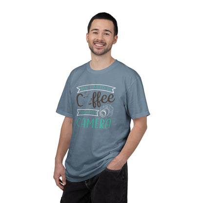 Funny All I Need Is Coffee And My Camera Coffee lover Sarcastic Photography Passion Coffee Clicker Unisex Heavy Cotton T-Shirt