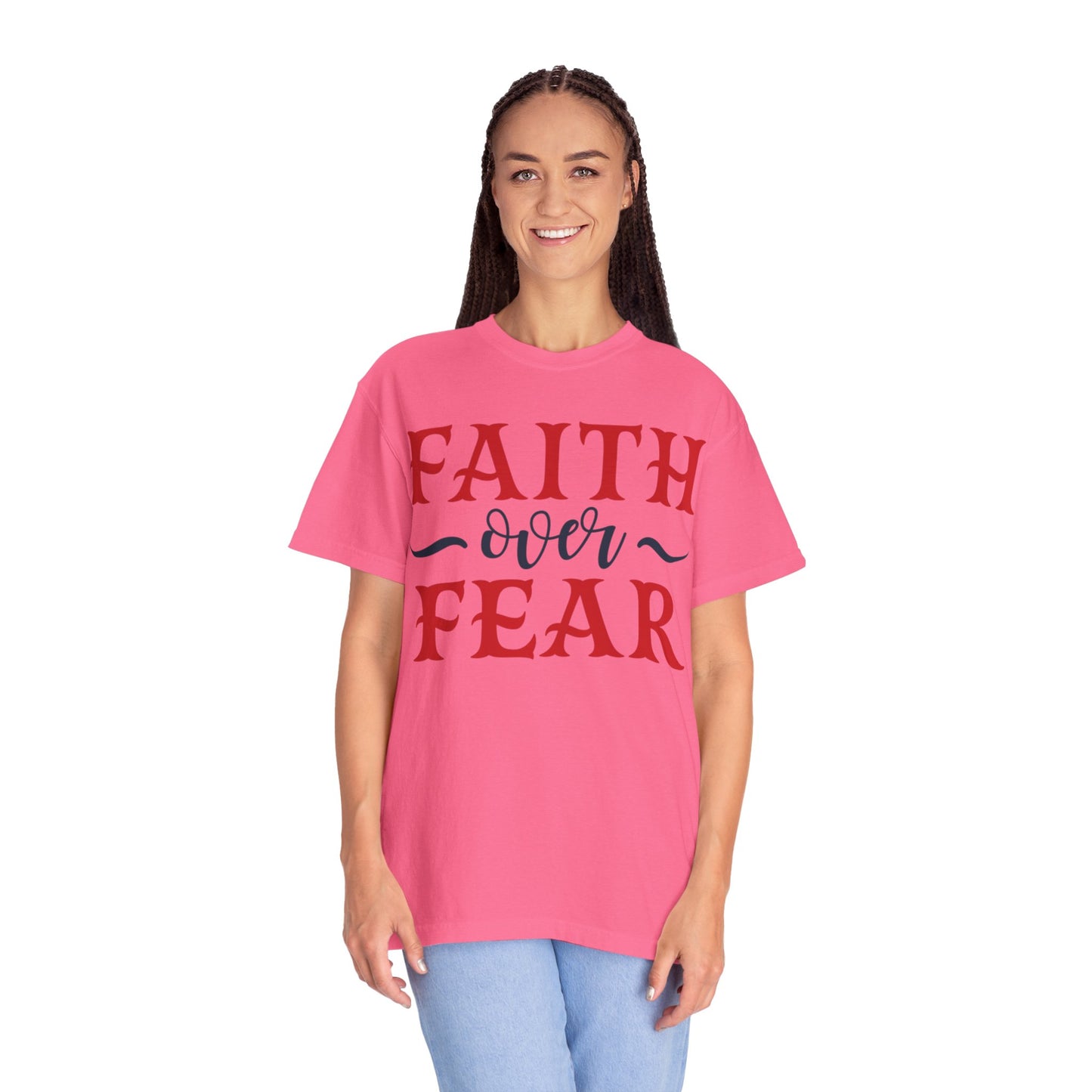 Faith Over Fear Stop Wishing Start Doing Action Goal Setting Modern Tee Achievement Self-Improvement Unisex Heavy Cotton T-Shirt