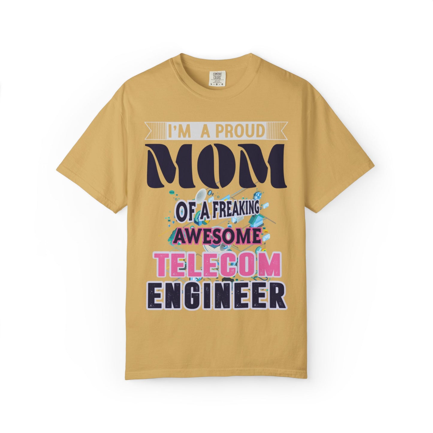 Proud Mom Telecom Engineer Mobile Technology Signal Processing Digital Communication Radio Frequencies Unisex Heavy Cotton T-Shirt