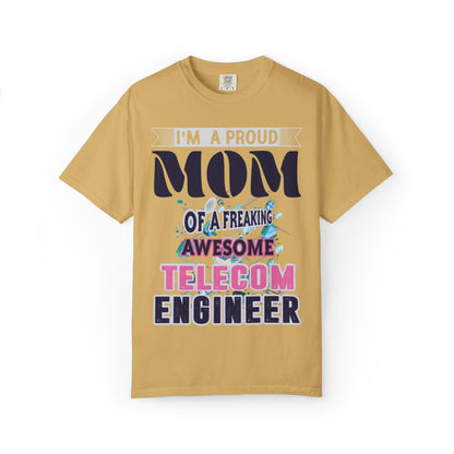 Proud Mom Telecom Engineer Mobile Technology Signal Processing Digital Communication Radio Frequencies Unisex Heavy Cotton T-Shirt