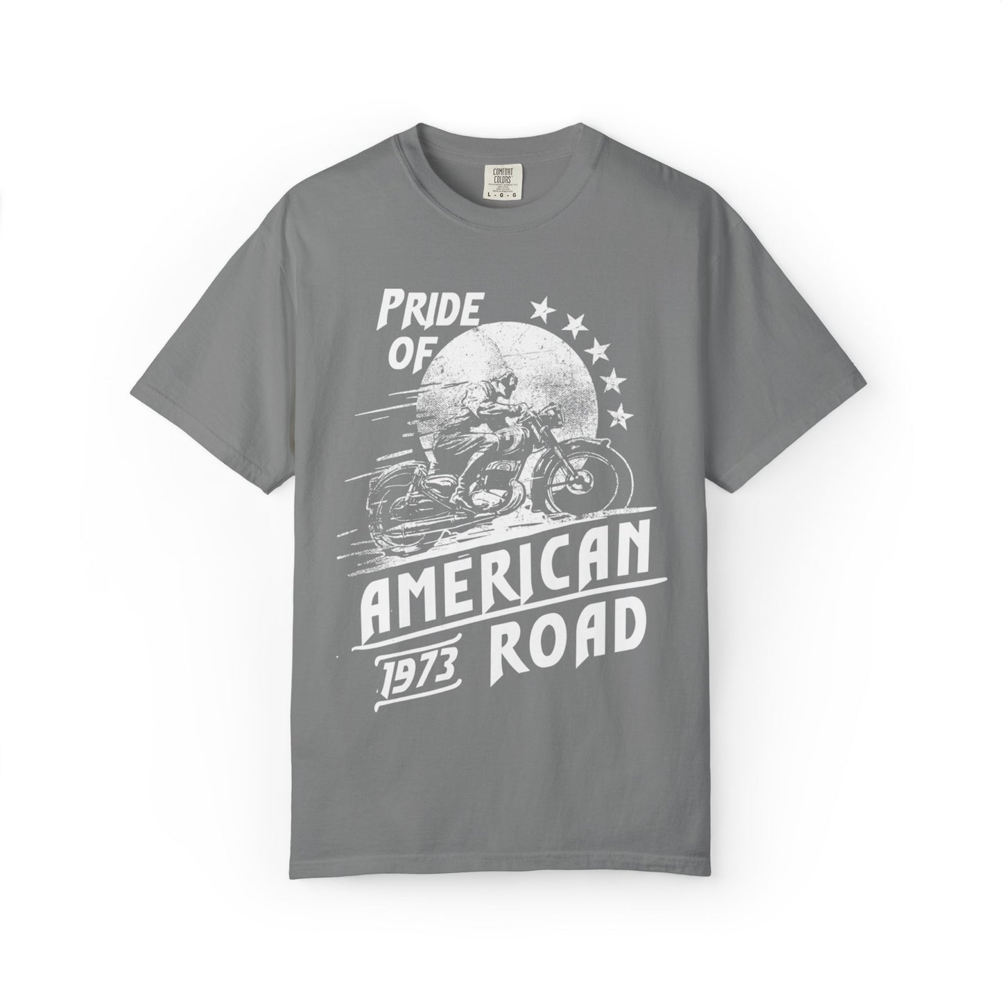 Vintage Pride Of The American Road 1973 Nostalgic Trendy Tee Motorcycle Classic Ride Legendary Bike Unisex Heavy Cotton T-Shirt