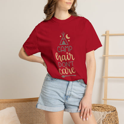 Camp Hair Don’t Care Adventure Mountain Tee Fun Activities Unisex Heavy Cotton T-Shirt