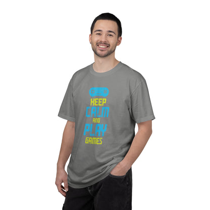 Funny Keep Calm And Play Games Pro Gamer Skills Gaming Mindset Sarcastic Gameplay Optimization Unisex Heavy Cotton T-Shirt