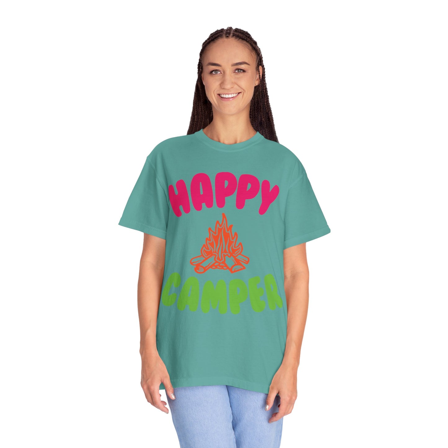 Happy Camper Freedom Fighter Adventure Lovers Tee Nature Exploration Bonfire Travel Van Unisex Heavy Cotton T-Shirt