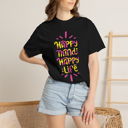 Happy Mind Happy Life Love Hope Worship Eternity Tee Peaceful Living Religious Beliefs Unisex Heavy Cotton T-Shirt