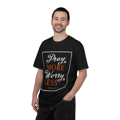 Pray More Worry Less Heavenly Feather White God’s Creation Eternity Tee Purest Being Cross Symbol Unisex Heavy Cotton T-Shirt