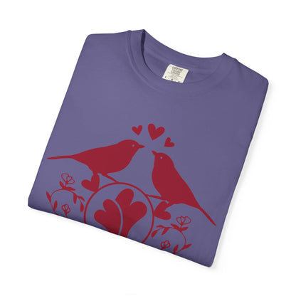 Romantic Love Birds Monogram Boundless Love Affection Lover’s Tee Infinite Bliss Butterfly Kisses Evergreen Romance Unisex Heavy Cotton T-Shirt