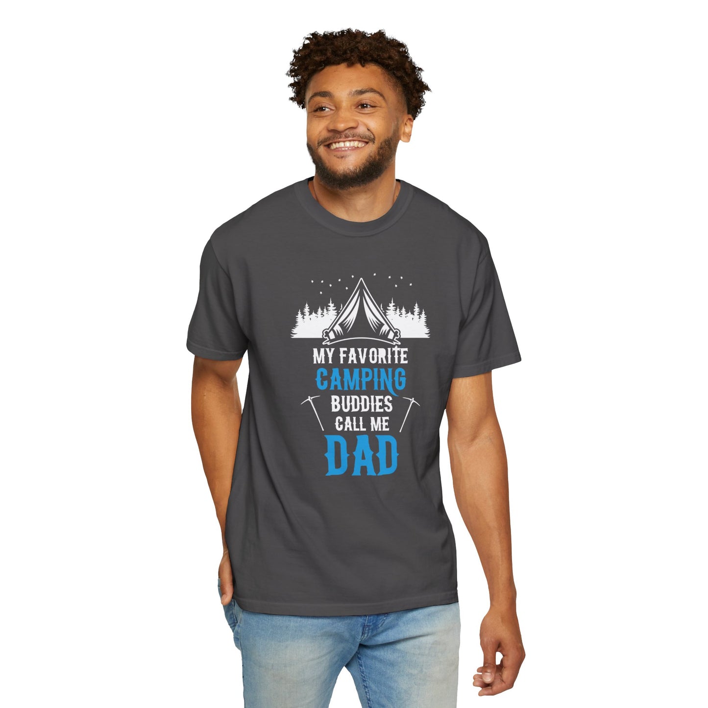 Funny My Favorite Camping Buddies Call Me Dad Sarcastic Adventure Mountains Hiking Stars Unisex Heavy Cotton T-Shirt