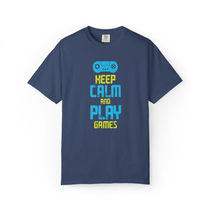 Funny Keep Calm And Play Games Pro Gamer Skills Gaming Mindset Sarcastic Gameplay Optimization Unisex Heavy Cotton T-Shirt