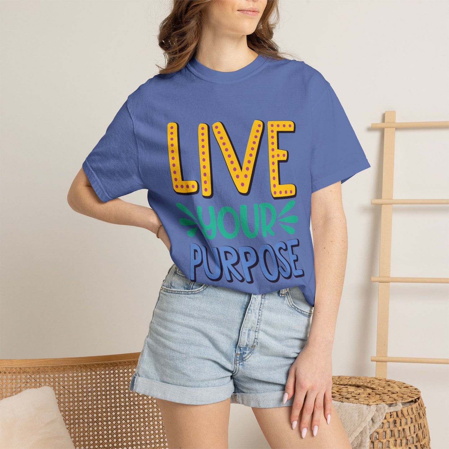 Live Your Purpose Inspirational Tee Stay Focused Positive Message Set Your Goal Empowering Personal Growth Unisex Heavy Cotton T-Shirt