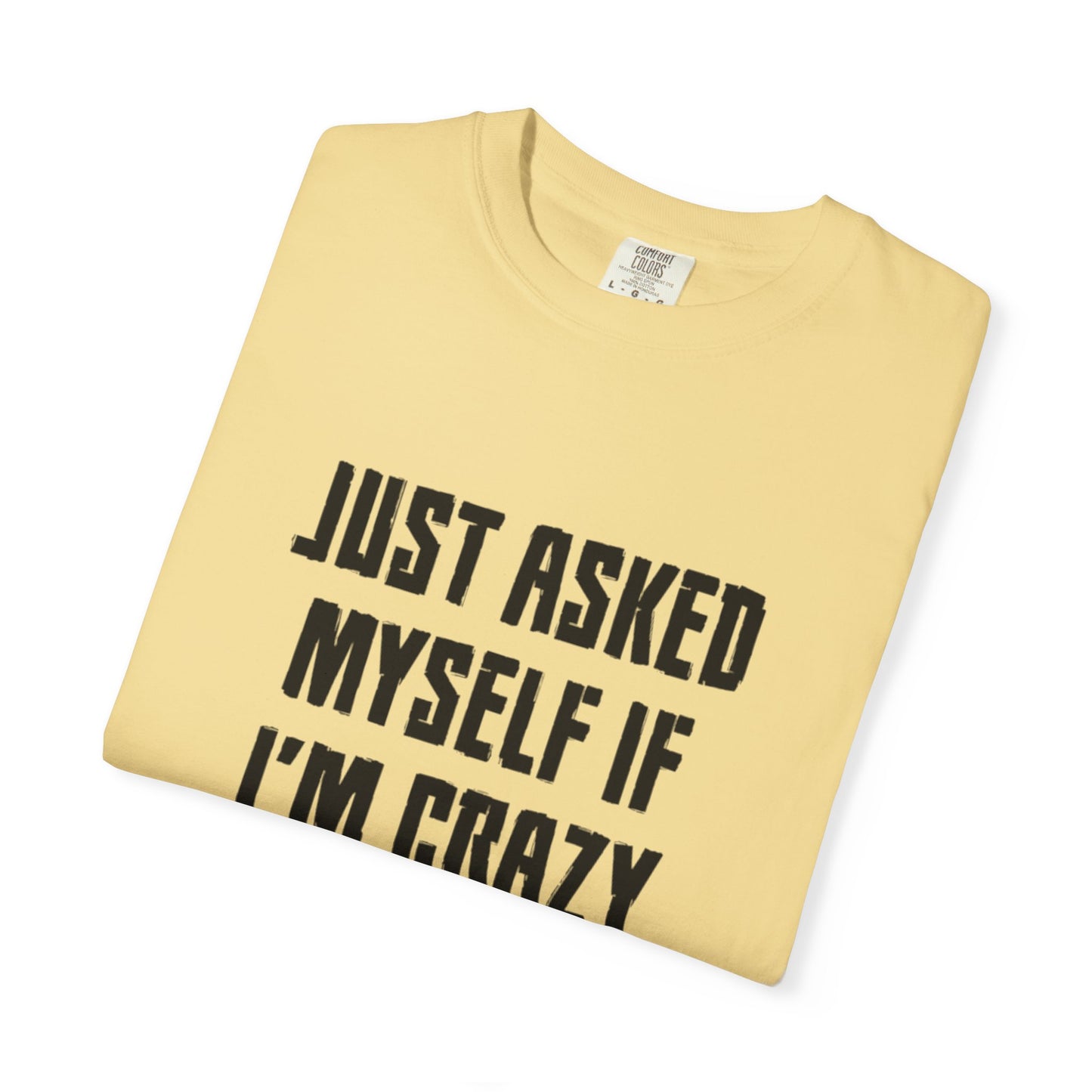 Just Asked Myself If I’M Crazy We Said No Funny Tee Self-Doubt Humourous Mental Stability Sarcastic Unisex Heavy Cotton T-Shirt