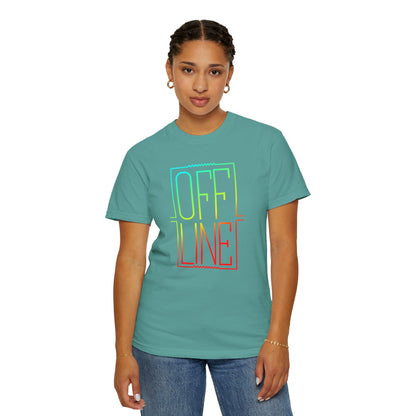 Offline Graphic T-Shirt — Retro Neon Text Tee