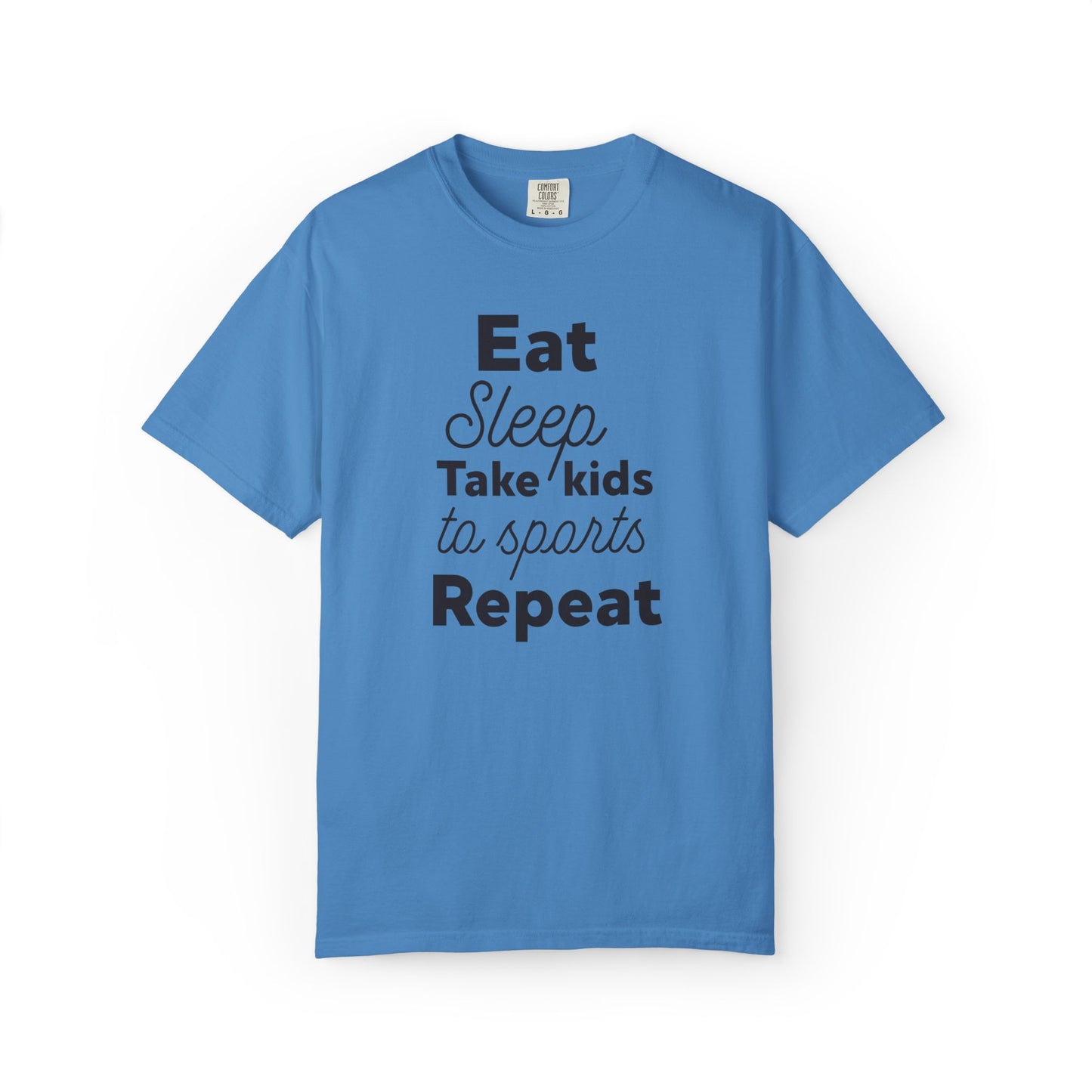 Eat Sleep Take Kids Motherhood Blessings Life Giver Mummy’s Tee Supermom Busy Schedule Duties Forever Same Routine Players Unisex Heavy Cotton T-Shirt