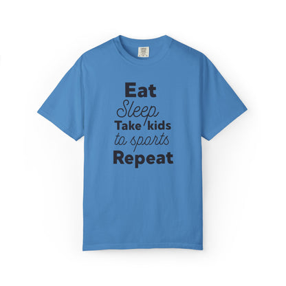 Eat Sleep Take Kids Motherhood Blessings Life Giver Mummy’s Tee Supermom Busy Schedule Duties Forever Same Routine Players Unisex Heavy Cotton T-Shirt