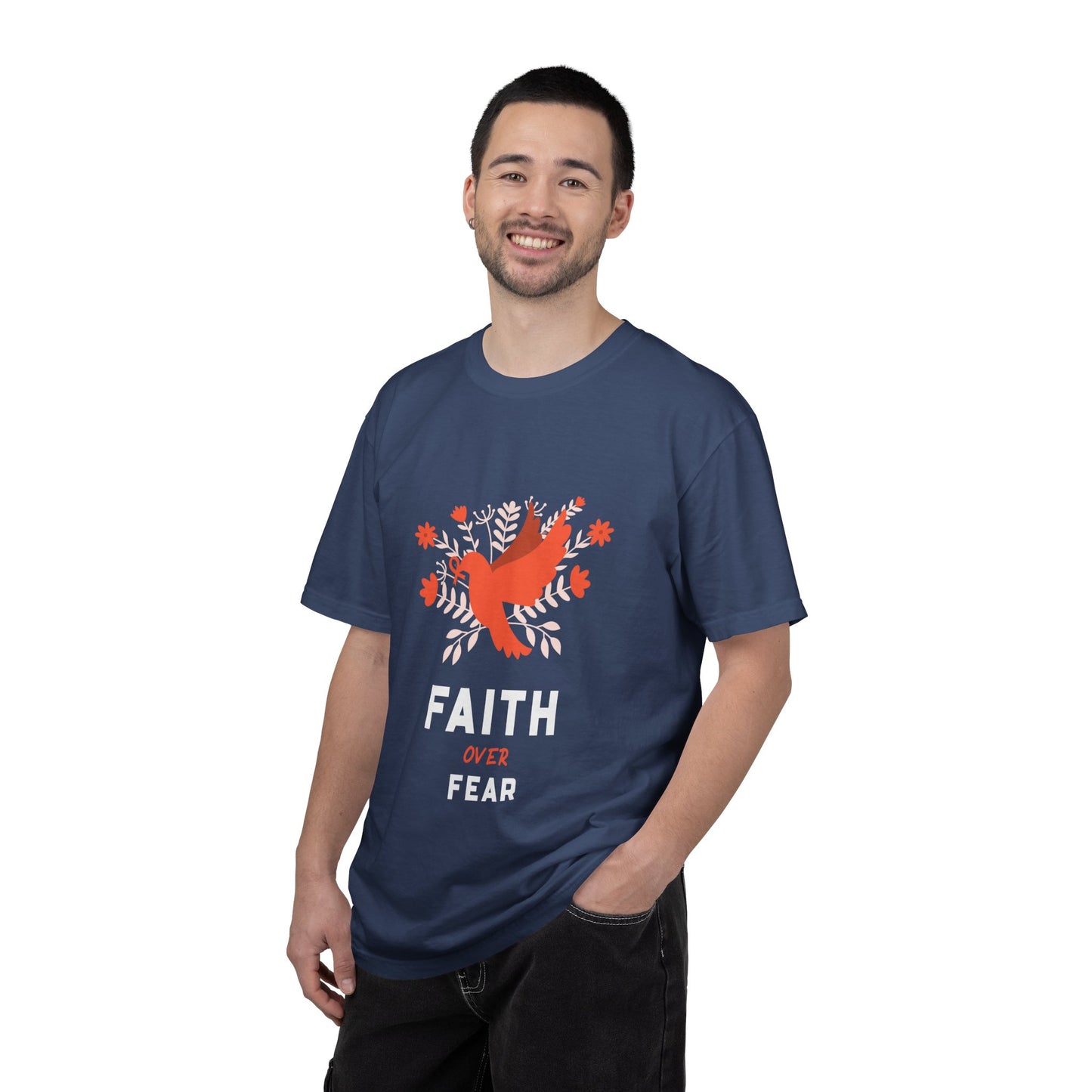 Faith Over Fear Stop Wishing Start Doing Action Goal Setting Modern Tee Achievement Self-Improvement Unisex Heavy Cotton T-Shirt
