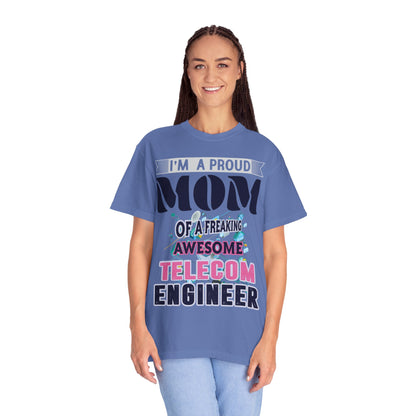 Proud Mom Telecom Engineer Mobile Technology Signal Processing Digital Communication Radio Frequencies Unisex Heavy Cotton T-Shirt