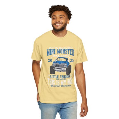 Funny Mini Monster Truck Manic Speed Truck Power Sarcastic Extreme Adventure Four-Wheel Drive Unisex Heavy Cotton T-Shirt