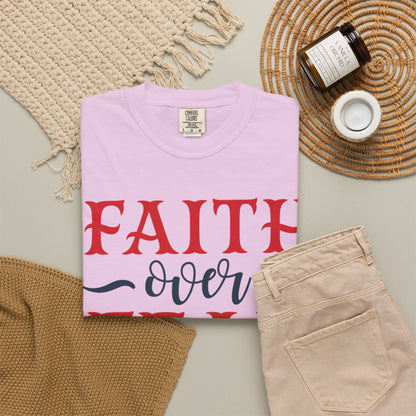 Faith Over Fear Stop Wishing Start Doing Action Goal Setting Modern Tee Achievement Self-Improvement Unisex Heavy Cotton T-Shirt